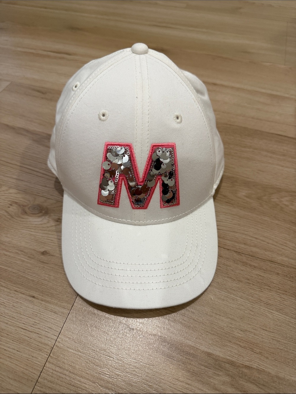 Marni White Baseball Cap with Sequin 'M' Patch